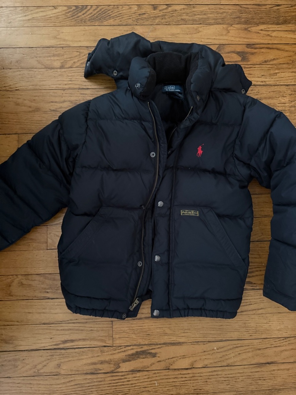 Polo by Ralph Lauren Black Puffer Jacket with Navy Label